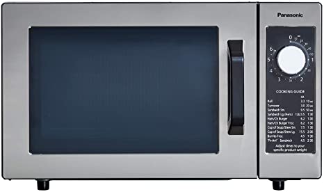 Photo 1 of Panasonic NE-1025F Compact Light-Duty Countertop Commercial Microwave Oven with 6-Minute Electronic Dial Control Timer, Bottom Energy Feed, 1000W, 0.8 Cu. Ft. Capacity Silver