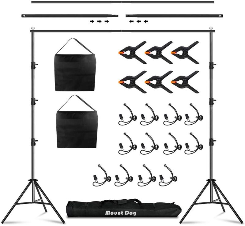 Photo 1 of Backdrop Stand, 8.5x10Ft Photography Backdrop Support System Kit with 6 Spring Clamps and 12 Backdrop Clips, Suitable for Photo Video Studios, Parties, Weddings, Family Gatherings (8.5x10Ft)
