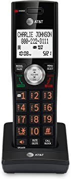 Photo 1 of AT&T CL80067 Accessory Handset for CL82x07, CL82x57, CL82x67, CL83x07, CL84x07 Series Cordless Phone for Home with Call Blocking, Caller ID Announcer, Intercom, and Long Range, Black/Wood Grain Finish
