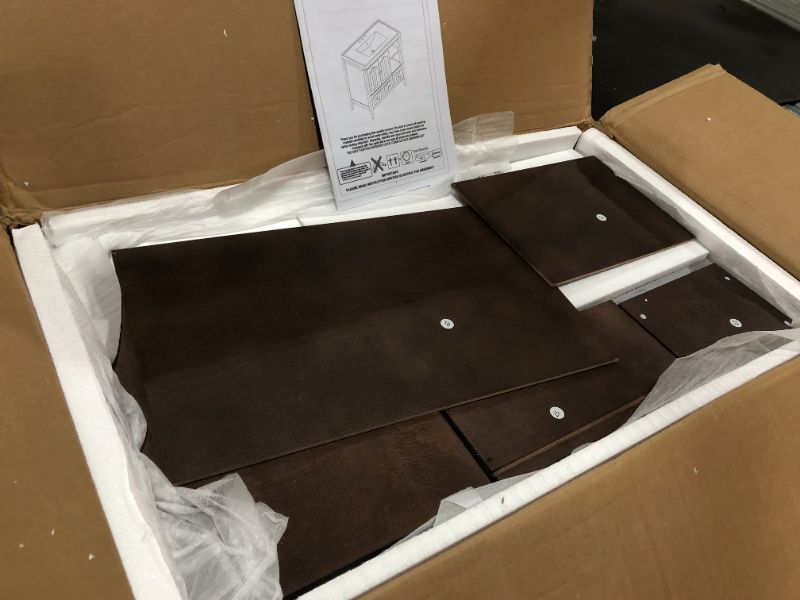 Photo 1 of 36in. Bathroom Vanity with Ceramic Basin,Bathroom Storage Cabinet,Brown, BOX 1 OF 2 ONLY, MISSING OTHER BOX IN SET