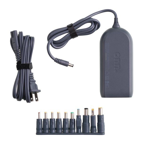 Photo 1 of onn. 90W Laptop Charger with 10 Interchangeable Tips, Total 10 Feet Power Cords, Fits Most Laptops Like HP, Dell, Lenovo, onn.