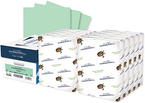 Photo 1 of 8 PK Hammermill Colored Paper, 24 lb Green Printer Paper, 8.5 x 11-10 Ream (5,000 Sheets) - Made in the USA, Pastel Paper, 104380C
 