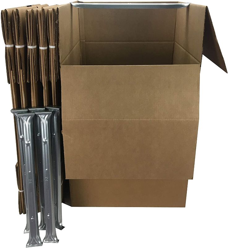 Photo 1 of Amazon Basics Wardrobe Clothing Moving Boxes with Bar - 20" x 20" x 34", 6-Pack
