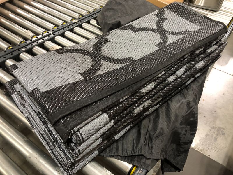 Photo 1 of 9 X 18 FEET OUTDOOR FLOOR MAT, BLACK/GREY PATTERN WITH CARRYING BAG