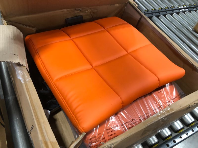 Photo 3 of Flash Furniture Mid-Back Orange Quilted Vinyl Swivel Task Office Chair with Arms
