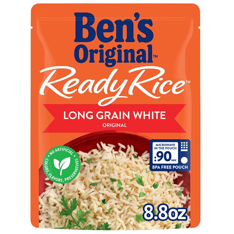 Photo 1 of BEN'S ORIGINAL Ready Rice Pouch Original Enriched Long Grain White Rice, 8.8 oz, Pack of 12, BEST BY 06 2022
