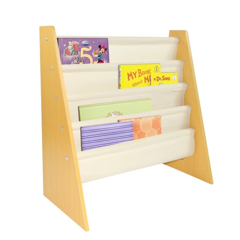 Photo 1 of PIDOKO KIDS Sling Bookcase | Wooden Children's Bookshelf with Pocket Storage Book Rack, Natural