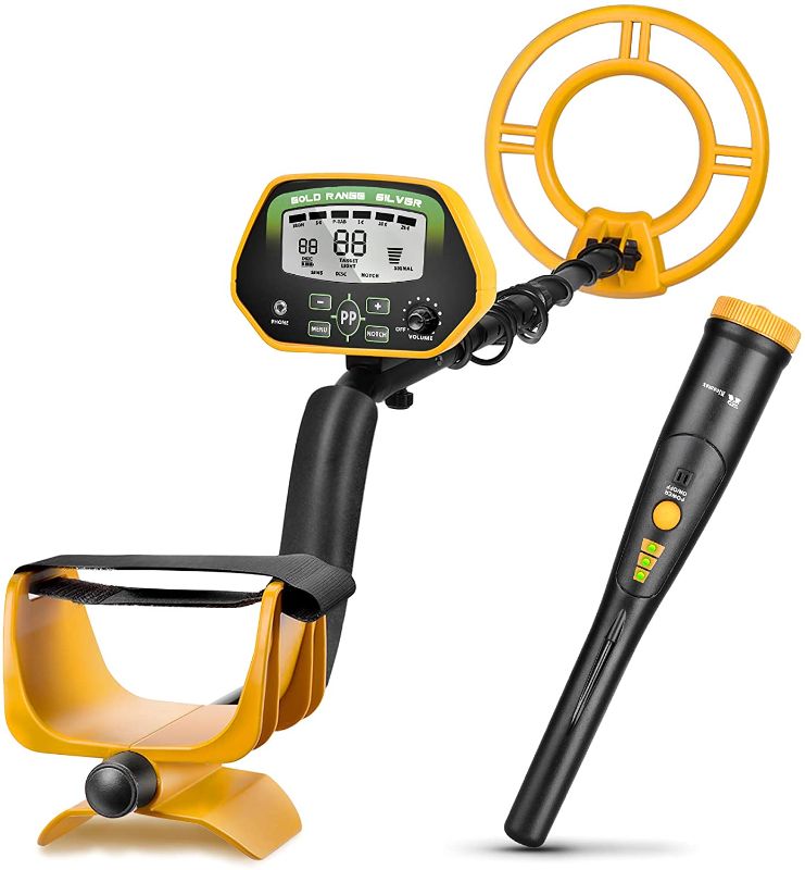 Photo 1 of RM RICOMAX GC-1037 + GC-2007 Metal Detector and Pinpointer for All Age - Lightweight with High Accuracy, Waterproof Design, Search & Pinpoint, Multi-Scene Available, Two-Piece Metal Detector Yellow
