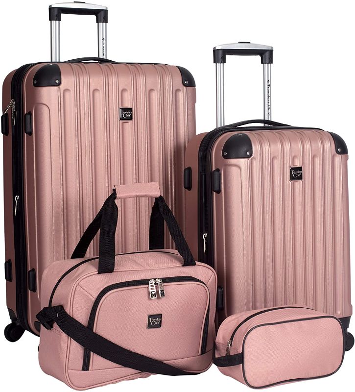 Photo 1 of Travelers Club Midtown Hardside 4-Piece Luggage Travel Set, Rose Gold

