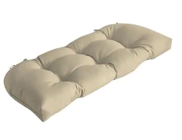 Photo 1 of 41.5 in. x 18 in. Tan Leala Contoured Tufted Outdoor Bench Cushion
