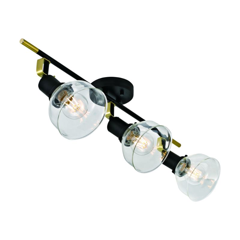 Photo 1 of Addington Park Maisie Collection 3-Light Modern Industrial Track Light with Glass Shades, Matte Black Finish
