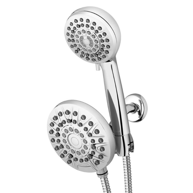 Photo 1 of 8-Spray Patterns with 1.8 GPM 6.25 in. Wall Mount Dual Shower Head and Handheld Shower Head in Chrome
