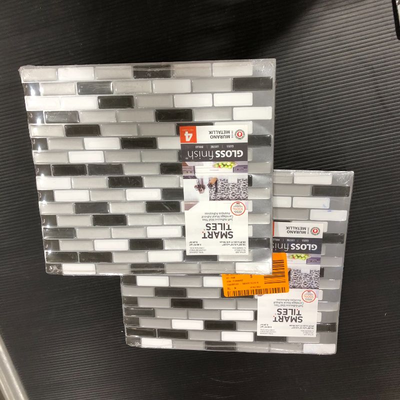 Photo 1 of Smart Tiles Peel and Stick Backsplash, Murano Metallik 4-Pack Multicolored 10-in x 10-in Glossy Resin Peel & Stick Wall Tile - SET OF 2