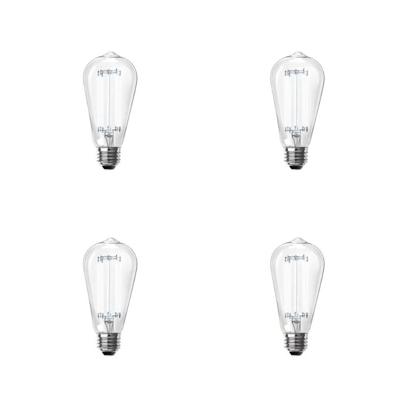 Photo 1 of 60-Watt Equivalent ST19 Dimmable Straight Filament Clear Glass Vintage Edison LED Light Bulb, Daylight (4-Pack)
 