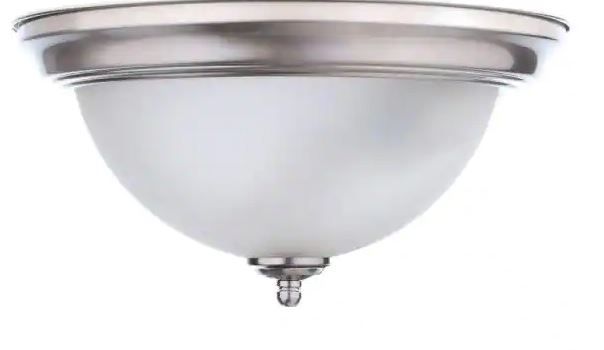 Photo 1 of 13 in. 2-Light Brushed Nickel Flush Mount
