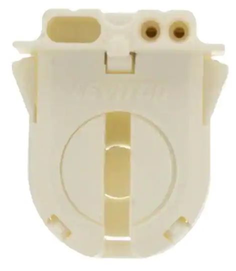Photo 1 of 660W Medium Base T-8 Bi-Pin Turn Type Lamp-Lock Snap-In/Slide-On Lamp-Lock Linear Fluorescent Lampholder, White - 2 PACK