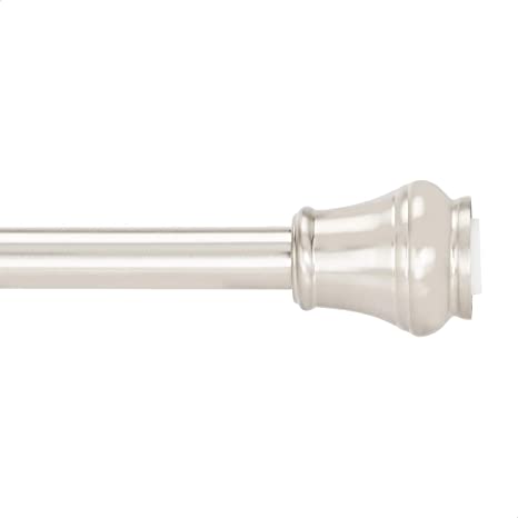 Photo 1 of Amazon Basics Tension Curtain Rod, Adjustable 42-72" Width - Nickel, Rings Finial
