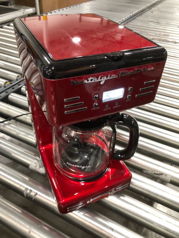 Photo 2 of Nostalgia RCOF12RR New & Improved 12-Cup Programmable Coffee Maker with LED Display, Automatic Shut-Off & Keep Warm, Pause-And-Serve Function, Includes Reusable Filter, Retro Red
