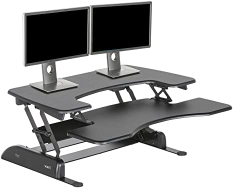 Photo 1 of VariDesk Pro Plus 36 by Vari – Dual Monitor Standing Desk Converter – Work or Home Office Sit to Stand Desk – 11 Height Adjustable Settings with Spring Loaded Lift – No Assembly Required
