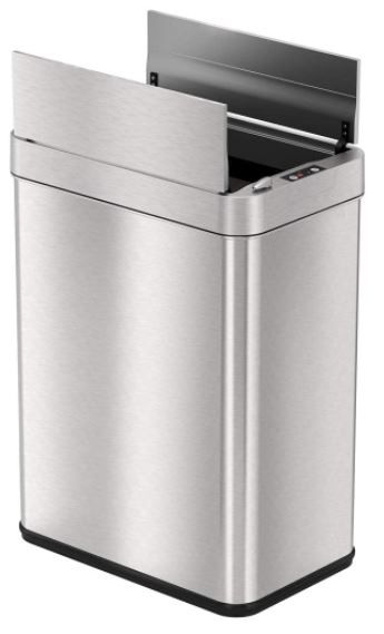 Photo 1 of iTouchless Wings-Open Sensor Trash Can with AbsorbX Odor Filter and Pet-Proof Lid, Stainless Steel, 13 Gallon

