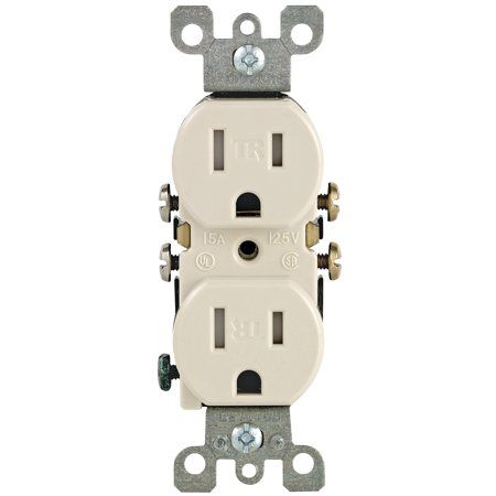 Photo 1 of 15 Amp Tamper-Resistant Duplex Outlet, Light Almond (10-Pack)
