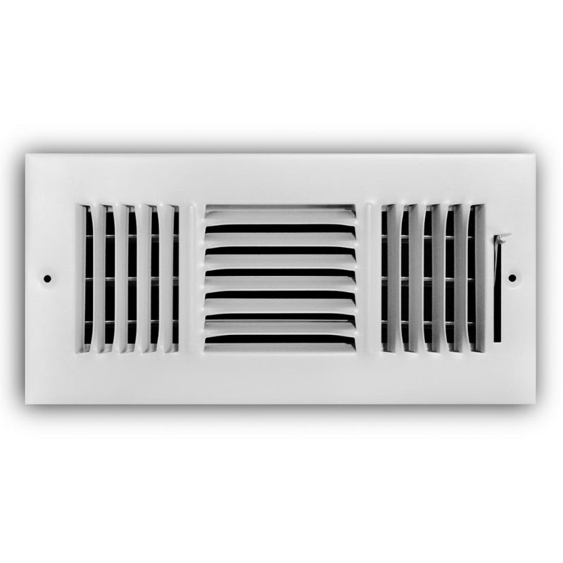Photo 1 of 10 in. x 4 in. 3-Way Steel Wall/Ceiling Register in White
