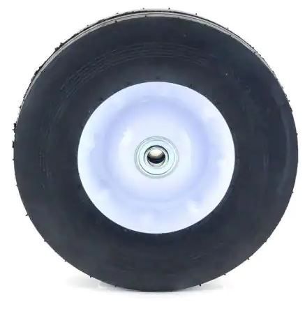 Photo 1 of 10 in. x 2.75 in. Flat Free Universal Hand Truck Wheel with 5/8 in. Ball Bering and Ribbed Tread
