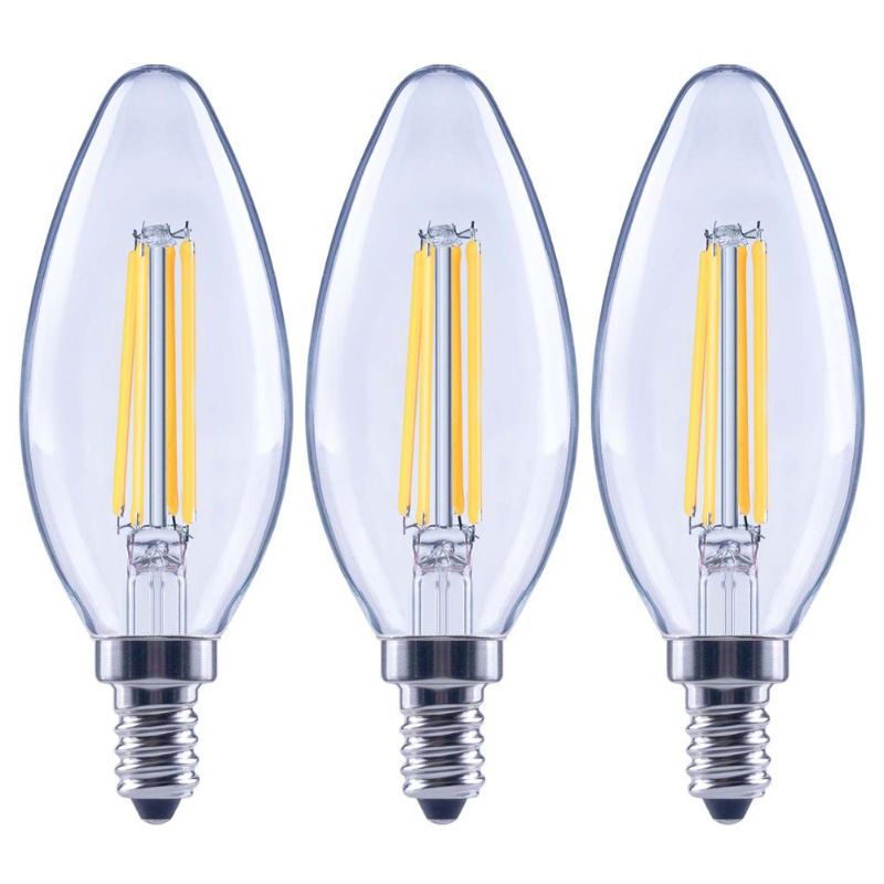 Photo 1 of 100-Watt Equivalent B13 Blunt Tip Dimmable E12 Candelabra Clear Glass LED Vintage Edison Light Bulb Daylight (3-Pack)
