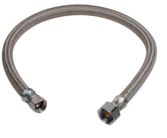 Photo 1 of 7/16 in. Compression x 1/2 in. FIP x 20 in. Braided Polymer Faucet Connector - 2 PACK
 