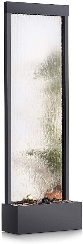Photo 1 of Alpine Corporation MLT102 Mirror Waterfall Fountain with Stones and Light, 72 Inch Tall, Silver - BOX 1 OF SET
