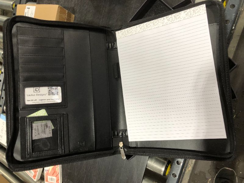 Photo 2 of Lautus Designs Executive Leather Portfolio Binder - Matt Black Zippered Faux Leather Business Resume Portfolio Folder for Men or Women. Padfolio includes 8.5x11" Notepad & Premium Gift Box
