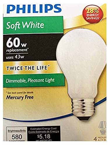 Photo 1 of 3 BOXES Phillip 60-Watt Equivalent A19 Dimmable Energy Efficient Halogen Light Bulb Soft White (2715K) (4-Pack)
