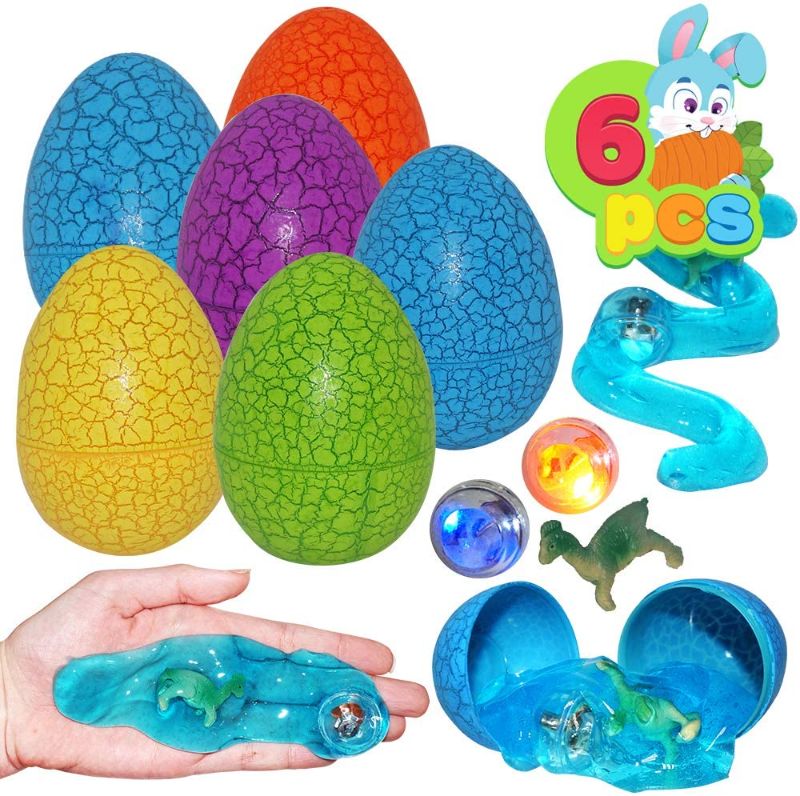 Photo 1 of 6 Pcs Prefilled Jumbo Easter Dinosaur Eggs Filled with Crystal Putty Slime & Figures for All Ages Kids Easter Theme Party Favor, Easter Hunt Game, Easter Basket Stuffers, Great Family Games.
