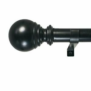 Photo 1 of Decopolitan Ball Single Telescoping Drapery Rod Set Medium Black