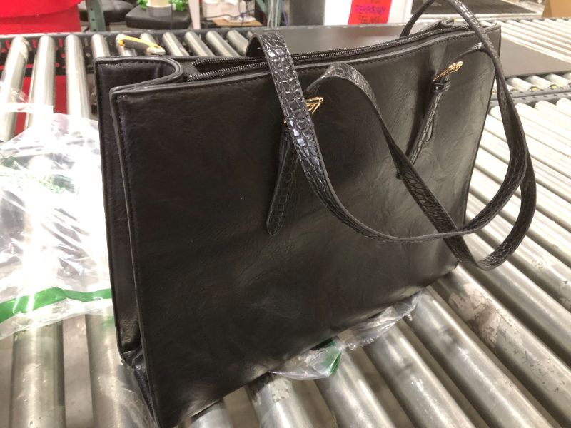 Photo 1 of BLACK LEATHER HANDBAG WITH TECH COMPARTMENT