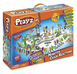 Photo 1 of Playz Skylab Adventure Monster Chain Reactions Marble Run Science Kit STEM Toy with Race Tracks for Boys & Girls, Kids Roller Coaster Toy Experiments, Outer Space Theme Park Educational Gift
