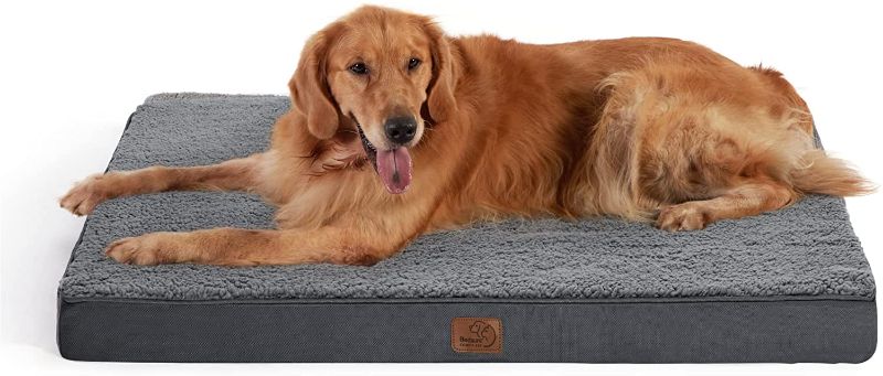 Photo 1 of Bedsure Extra Large Dog Bed for Large Dogs Up to 100lbs - XL Orthopedic Dog Beds with Removable Washable Cover, Egg Crate Foam Pet Bed Mat,Dark Grey, 43 X 32 INCHES