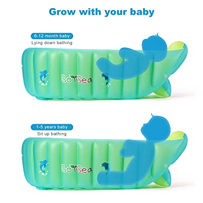 Photo 1 of Boysea Inflatable Baby Bathtub with Air Pump, Bathtub Seat with Anti-Sliding Saddle Horn for Newborn to Toddler, Portable Travel Shower Basin with Back Support, Deflates and Folds Easily
