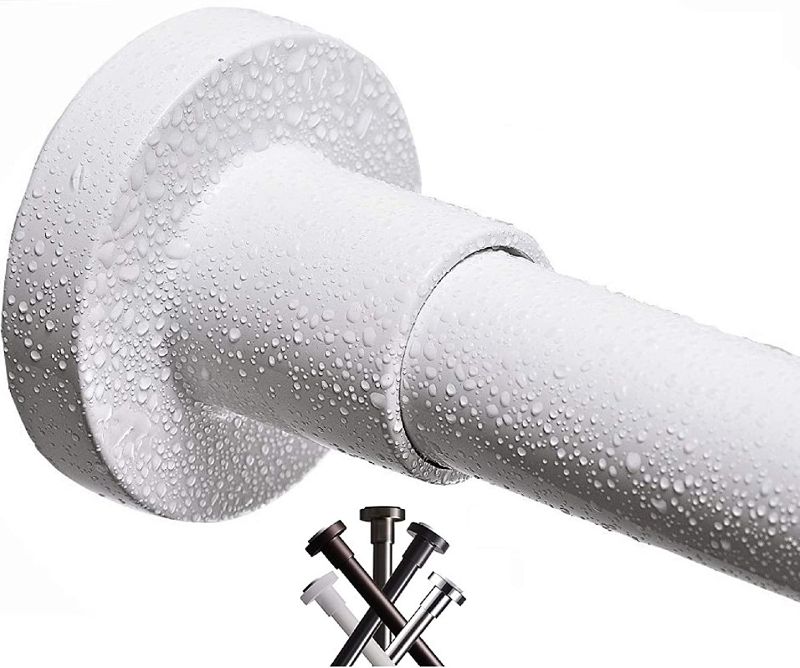 Photo 1 of BRIOFOX Shower Curtain Rod 43-73 Inches Matte White, Never Rust and Non-Slip Spring Tension Rod, Stainless Steel
