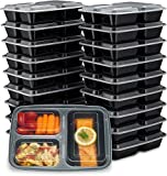 Photo 1 of 20pc Meal Prep Haven Food Storage Containers 3 Compartment Dishwasher Safe Black