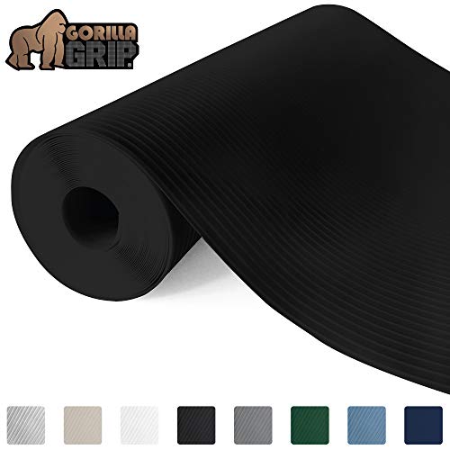 Photo 1 of Gorilla Grip Non Adhesive, Waterproof, Durable Ribbed Drawer Liner, Easy to Trim, Reusable, Strong Grip Liners for Drawers, Kitchen Cabinets, Desk Storage, Shelf Organization, 17.5x10, BLACK