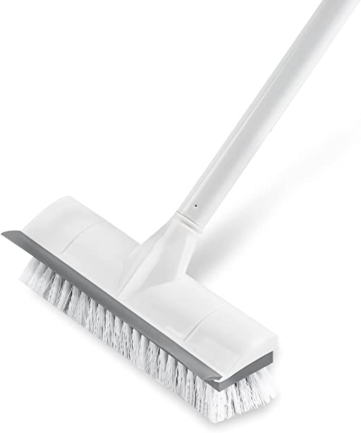 Photo 1 of BOOMJOY Floor Scrub Brush with Long Handle -50" Stiff Brush, 2 in 1 Scrape and Brush,Tub and Tile Brush for Cleaning Bathroom, Patio, Kitchen, Wall and Deck
