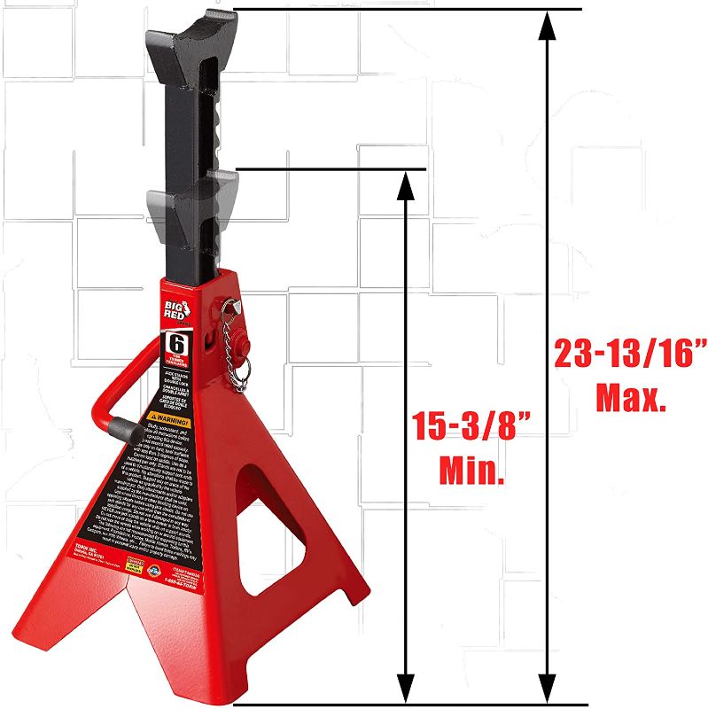 Photo 2 of BIG RED T46002A Torin Steel Jack Stands: Double Locking, 6 Ton (12,000 lb) Capacity, Red, 1 Pair
