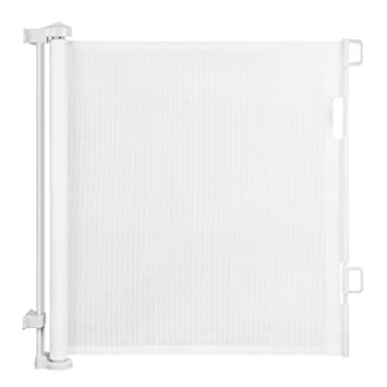 Photo 1 of Retractable Safety Gate for Babies and Pets White, Rjdelpy Extra Wide Mesh Satety Baby Gate 34" Tall, Extends up to 59" Wide, Fabric Pet Dog Gate for Doorways, Stairs, Hallways, Indoor/Outdoor (White)
