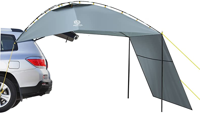 Photo 1 of Coastrail Outdoor Car Canopy Sun Shade with Side-Wall, SUV Awning Car Rear Tent Portable Camping Shelter for Tent Campers, Sun Shelter Attach to Truck Van RV Jeep,Grey,Extra Large
