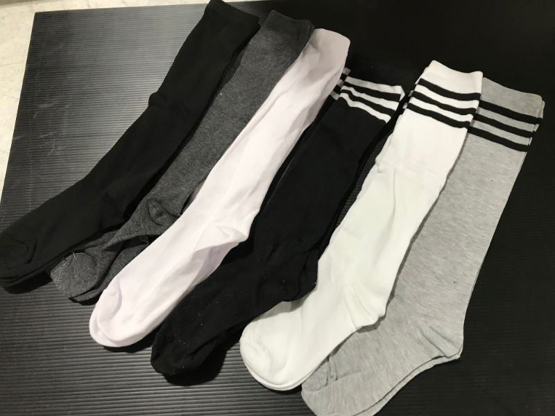 Photo 1 of DRESHOW 6 Pairs Casual Tube Socks Cotton Knee High Socks for Women Solid Knit Knee Long Stocking Leg Warmer All Season Gift
