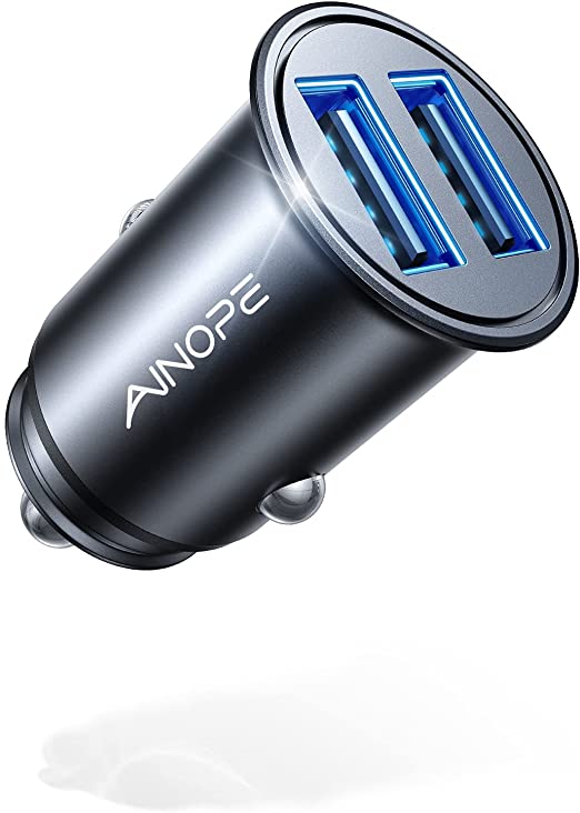 Photo 1 of Car Charger, AINOPE Smallest 4.8A All Metal USB Car Charger Fast Charge Car Charger Adapter Flush Fit Compatible with iPhone 13/12/11 pro/XR/x/7/6s, iPad Air 2/Mini 3, Samsung Note 9/S10/S9/S8-Black
