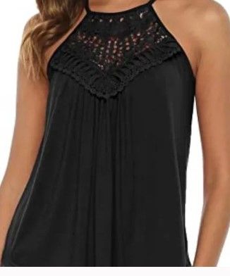 Photo 1 of Bluetime Women's Summer Halter Spaghetti Strap Lace Flowy Tank Tops Cami Shirts XL
