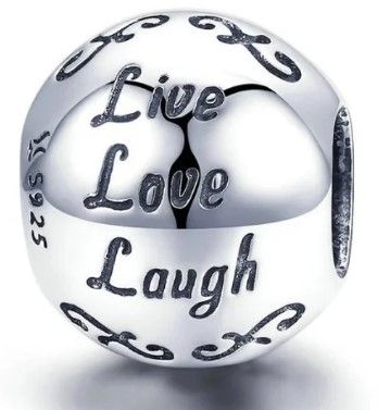 Photo 1 of Live love laugh charm, 925 Sterling silver charm, silver bead charm, Pandora fit bracelet charm, silver love pendants, S925 silver jewelry
