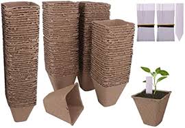 Photo 1 of 120 Pack Square Seed Starter Peat Pots Biodegradable Seedling Tray with Plant Labels, 6cm